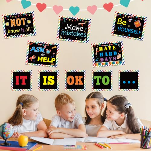 Woosytoo Inspirational Classroom Posters Motivational Bulletin Board Positive Classroom Psychology Wall Art Quote Decor Mental Health Posters Banner for Teachers Students School Home Office Child Therapy Decor - Image 3
