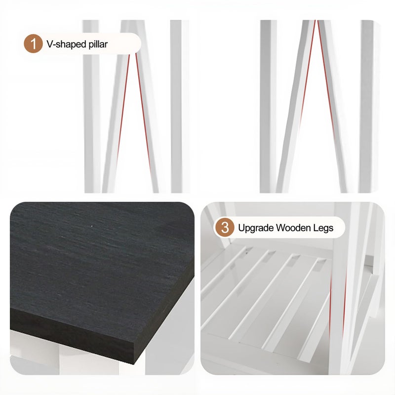 UYIHOME Farmhouse Square End Table, Accent Side Table with Slats Design, Sofa Side Table with Sturdy Frame for Living Room, Oak Black - Image 4