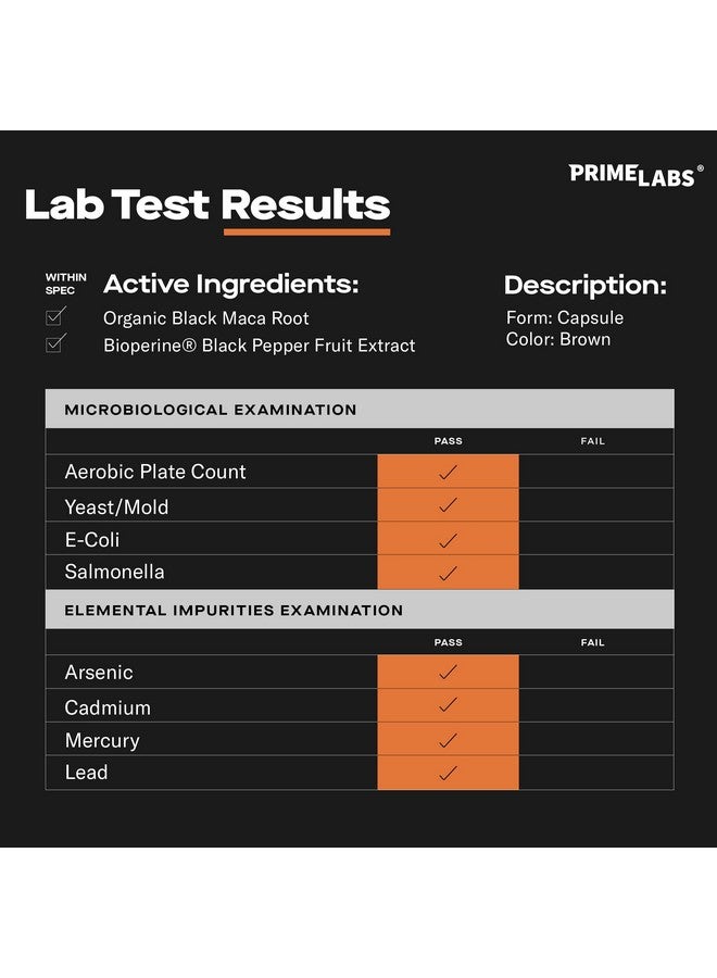 PRIME LABS Prime Labs Organic Black Maca Root Capsules 1,200mg - Stamina, Drive, Energy, Vitality - Peruvian 20:1 Extract - for Men & Women - 60 Count - Image 3