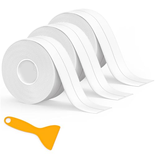 Fixmend Caulk Tape Waterproof Self Adhesive, 3 Rolls Toilet Caulk Sealing Strip, Bathtub Caulking Sealant Tape for Kitchen, Bathroom, Countertop, Sink, Floor Wall Edge Protector(1.5" x 10.5Ft) - Image 1