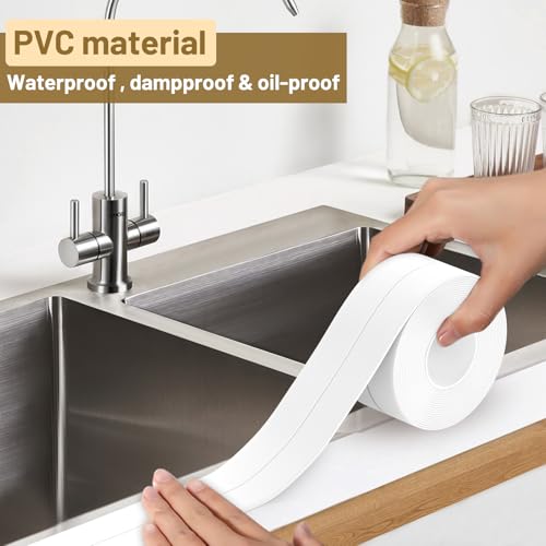 Fixmend Caulk Tape Waterproof Self Adhesive, 3 Rolls Toilet Caulk Sealing Strip, Bathtub Caulking Sealant Tape for Kitchen, Bathroom, Countertop, Sink, Floor Wall Edge Protector(1.5" x 10.5Ft) - Image 5