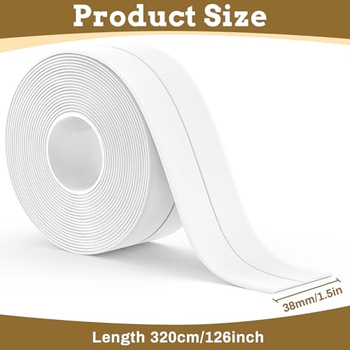 Fixmend Caulk Tape Waterproof Self Adhesive, 3 Rolls Toilet Caulk Sealing Strip, Bathtub Caulking Sealant Tape for Kitchen, Bathroom, Countertop, Sink, Floor Wall Edge Protector(1.5" x 10.5Ft) - Image 2