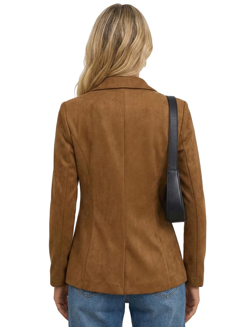 Mina Self Suede Blazer Women 2026 Fall Spring Brown Bomber Jacket Womens Long Dressy Business Casual Fitted Going Out Ladies Jackets Trendy Womenâ€™s Blazers for Work Professional - Image 5