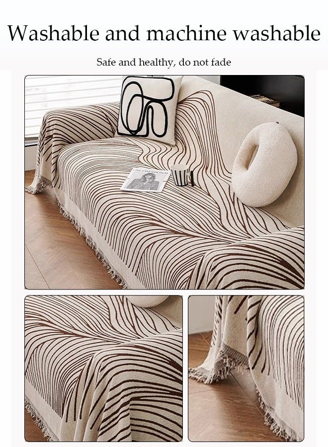 DUNISO غطاء أريكة شينيير، غطاء حماية للأريكة من الجانبين، بطانية ناعمة قابلة للتنفس، مع خيوط، لا تتعرض للتقشر بسهولة، مقاومة للاهتراء والخدوش، مناسبة لجميع الفصول، مناسبة لأرائك ذات مقعدين، 180 * 230 سم - Image 5