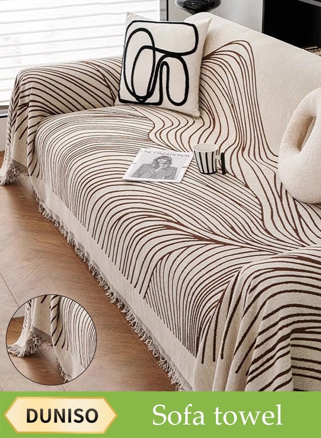 DUNISO غطاء أريكة شينيير، غطاء حماية للأريكة من الجانبين، بطانية ناعمة قابلة للتنفس، مع خيوط، لا تتعرض للتقشر بسهولة، مقاومة للاهتراء والخدوش، مناسبة لجميع الفصول، مناسبة لأرائك ذات مقعدين، 180 * 230 سم - Image 1