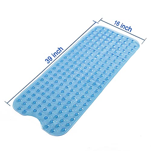 TreeBud Tree Bud Bathtub Mats for Shower Tub Non-Slip Bath Mat 39 x 16 Inch Extra Long Shower Mat, Bath Tub Mat for Bathroom with Machine Washable, BPA Free for Kids (Clear Blue) - Image 5