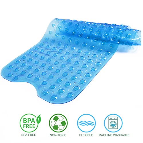 TreeBud Tree Bud Bathtub Mats for Shower Tub Non-Slip Bath Mat 39 x 16 Inch Extra Long Shower Mat, Bath Tub Mat for Bathroom with Machine Washable, BPA Free for Kids (Clear Blue) - Image 4