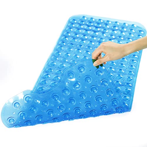 TreeBud Tree Bud Bathtub Mats for Shower Tub Non-Slip Bath Mat 39 x 16 Inch Extra Long Shower Mat, Bath Tub Mat for Bathroom with Machine Washable, BPA Free for Kids (Clear Blue) - Image 2
