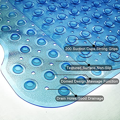 TreeBud Tree Bud Bathtub Mats for Shower Tub Non-Slip Bath Mat 39 x 16 Inch Extra Long Shower Mat, Bath Tub Mat for Bathroom with Machine Washable, BPA Free for Kids (Clear Blue) - Image 3