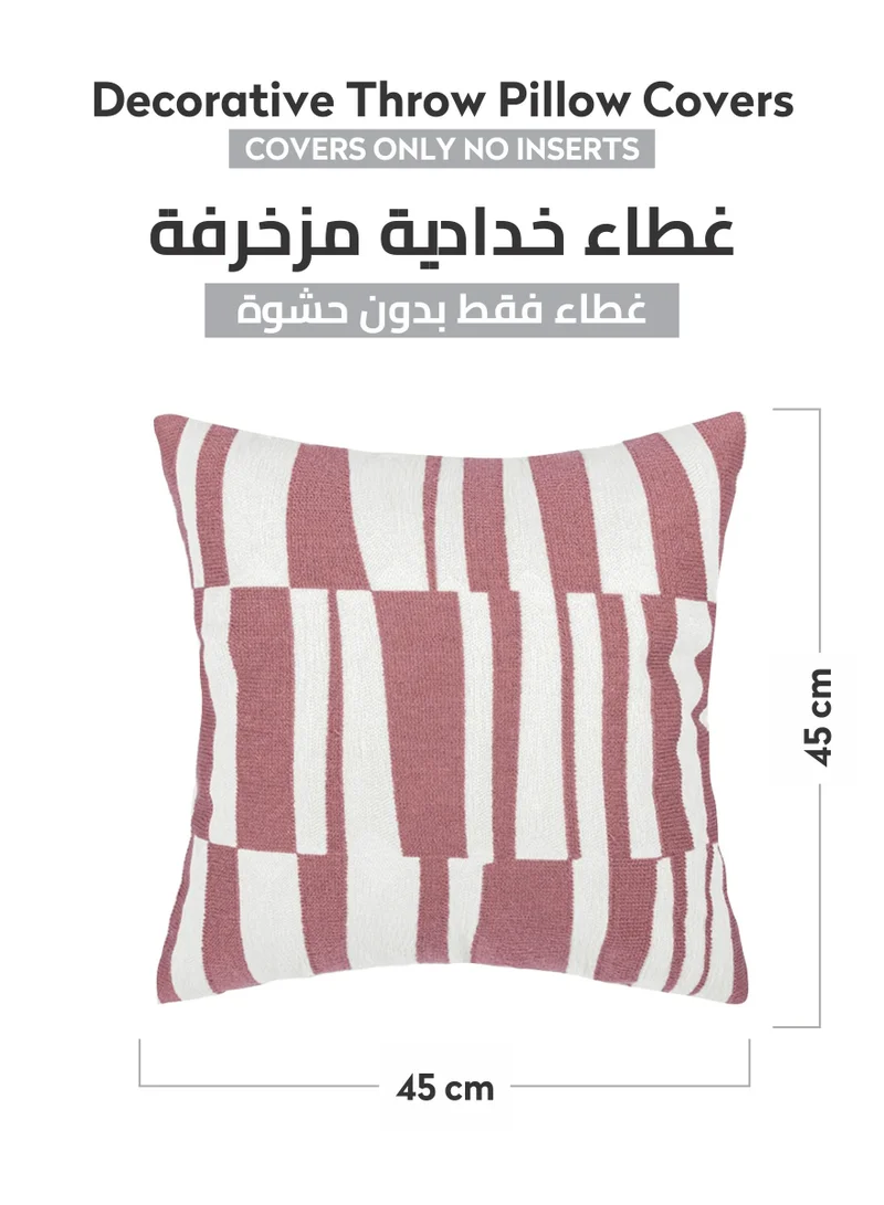 Donetella 2 Piece Embroidered Cushion Cover (45X45cm) Without Filler Pink
