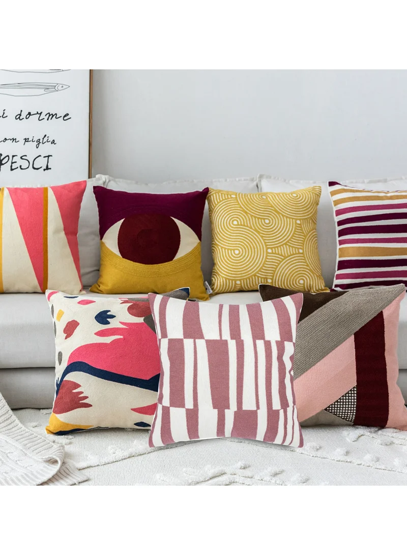 Donetella 2 Piece Embroidered Cushion Cover (45X45cm) Without Filler Pink