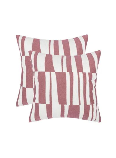 Donetella 2 Piece Embroidered Cushion Cover (45X45cm) Without Filler Pink