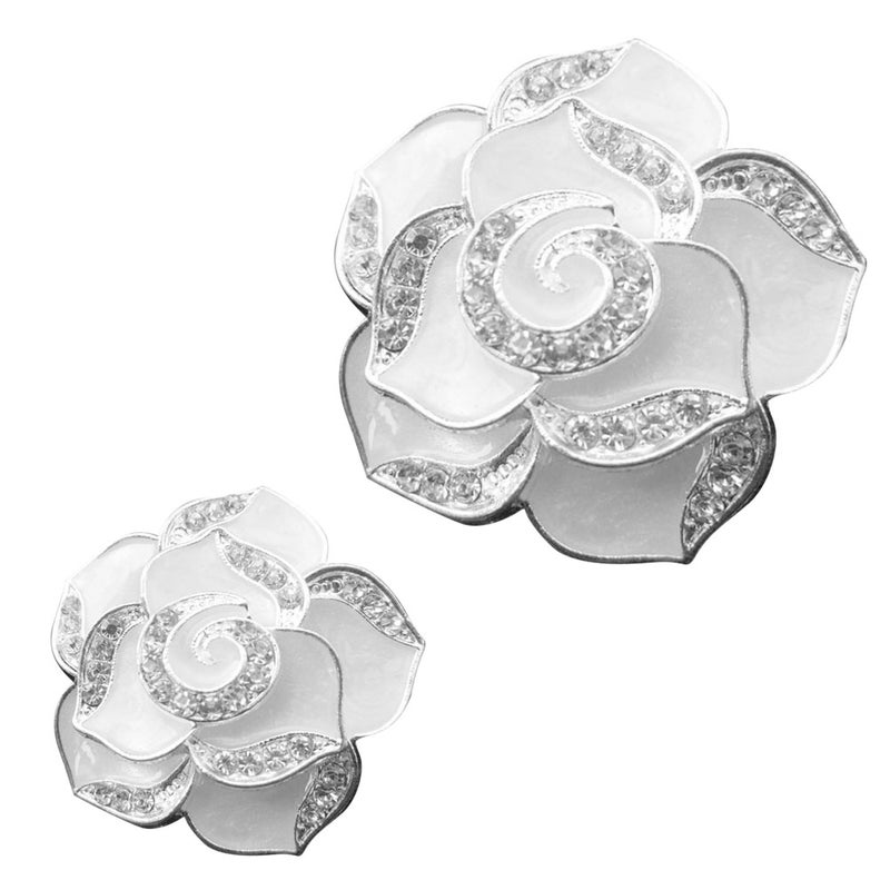 One Pair Car Air Vent Decorations Rhinestone Encrusted Fragrance Air Freshener Holders Auto Car Interior Decoration (White) - Image 1