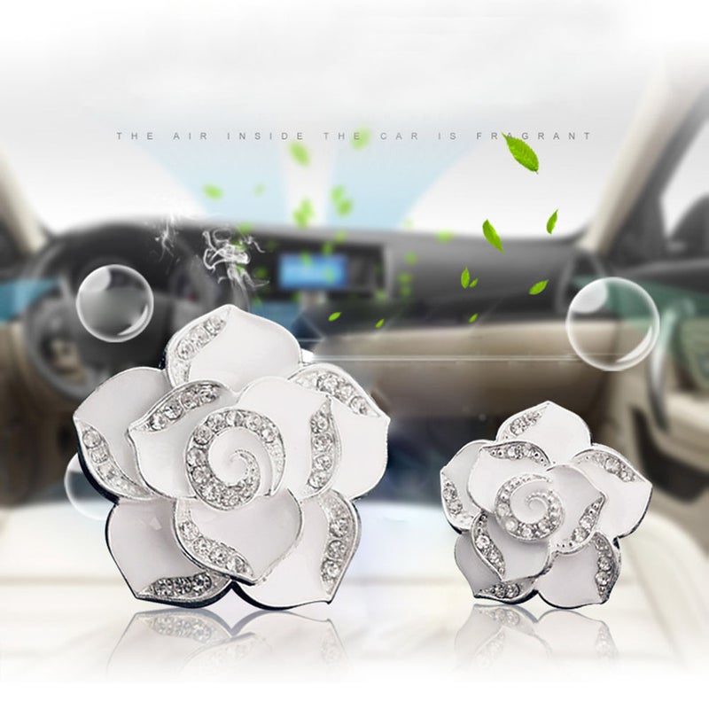 One Pair Car Air Vent Decorations Rhinestone Encrusted Fragrance Air Freshener Holders Auto Car Interior Decoration (White) - Image 3