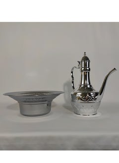 HTH 2.5L Classic Engraved Design Arab Traditional Hand Washing Set Stainless Steel Mirror Finish Long Tail Water Pot with Basin Set for Home Hotel Outdoor Travel Picnic 33 cm  - Image 5