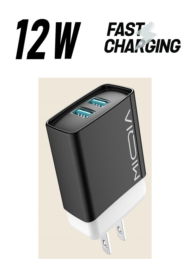 MIQIA 2.4A 2 Port US Charger Black - Image 1