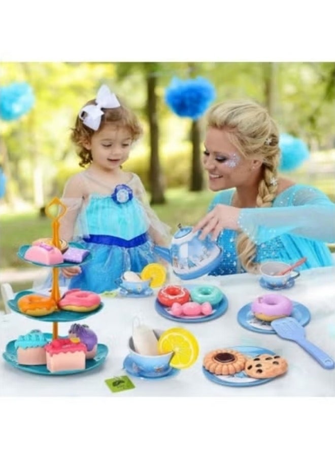 GGEROU Princess Tea Party Set for Little Girls 48 Pack Kids Kitchen Pretend Toy with Tin Tea Set  - Image 2