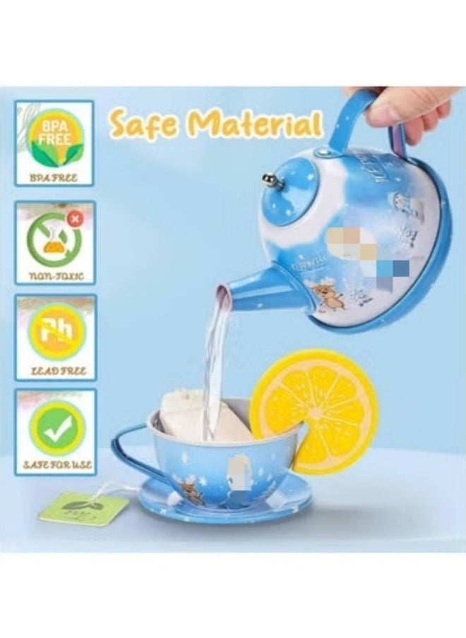 GGEROU Princess Tea Party Set for Little Girls 48 Pack Kids Kitchen Pretend Toy with Tin Tea Set  - Image 5