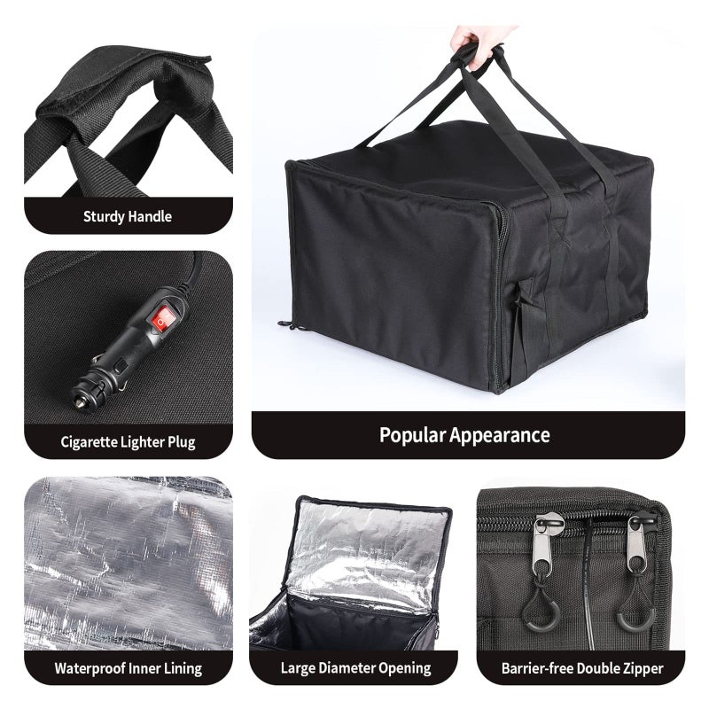 OLYDON Insulated Heated Delivery Bag with Handle - Portable Microwave Food Warmer, Collapsable Grocery Boxes - Picnic Lunch Pizza Container for Food Transport - Image 4