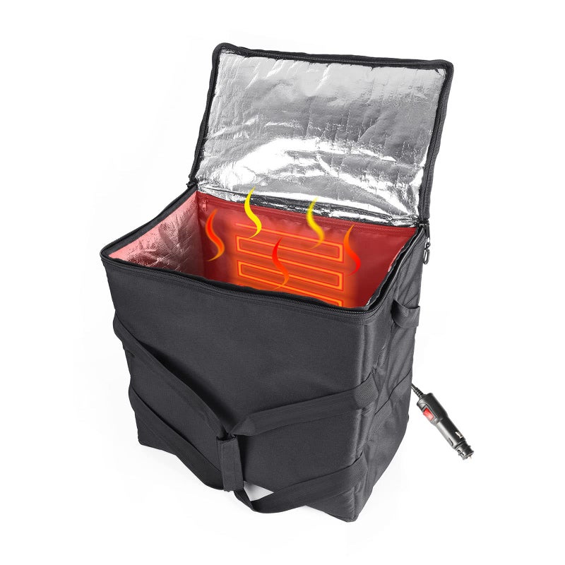 OLYDON Insulated Heated Delivery Bag with Handle - Portable Microwave Food Warmer, Collapsable Grocery Boxes - Picnic Lunch Pizza Container for Food Transport - Image 1