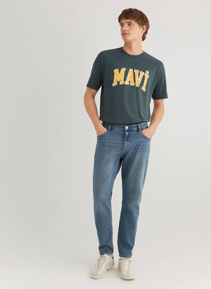 MAVI Blue Logo Printed Green T-Shirt