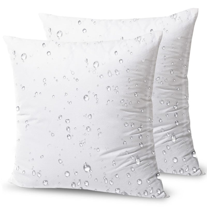 Phantoscope Phantoscope Premium Outdoor Pillow Inserts - Pack of 2 Square Form Water Resistant Polyester Throw Pillows  Couch Sham Cushion Stuffer  16 X 16 inches  - Image 1