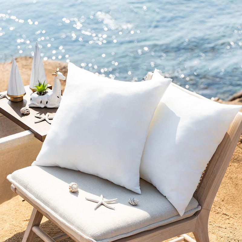 Phantoscope Phantoscope Premium Outdoor Pillow Inserts - Pack of 2 Square Form Water Resistant Polyester Throw Pillows  Couch Sham Cushion Stuffer  16 X 16 inches  - Image 2