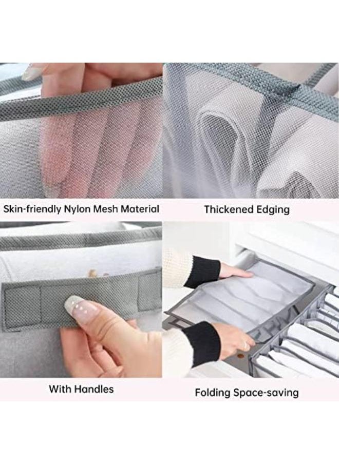 Generic Wardrobe Clothes Organizer, 4Pcs 9 Grids Upgraded Jeans Compartment Storage Box Foldable Closet Drawer Washable Organizers And Mesh Separation For Jeans, Shirt, Legging, Grey  - Image 4