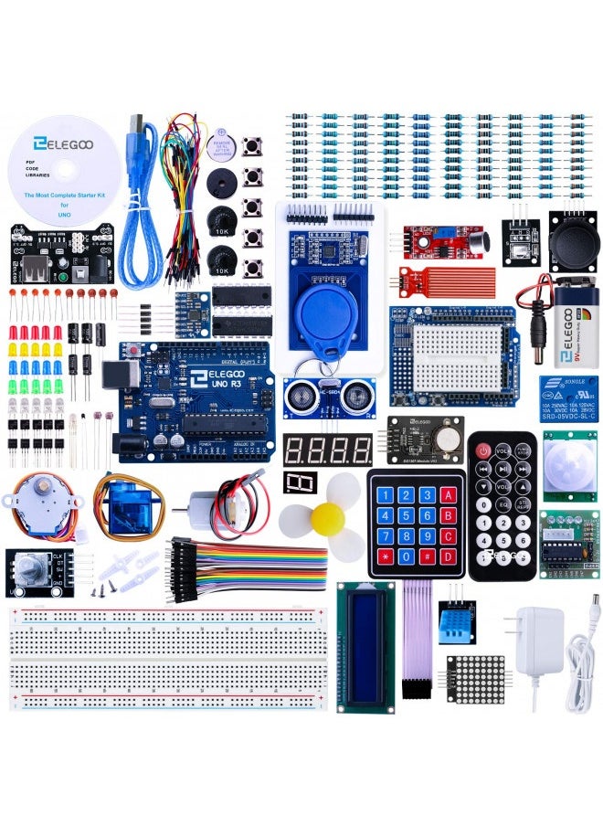 Elegoo Uno R3 Project Most Complete Starter Kit With Tutorial Compatible With Arduino Ide (63 Items)