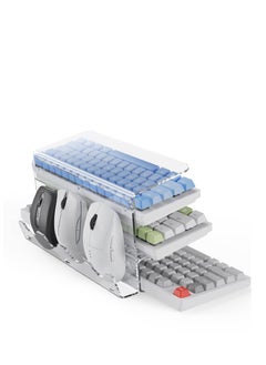 Acrylic Keyboard Mouse Storage Rack,3-Tier Keyboard Display Stand,Gaming Keyboard Plate Holder Keyboard Mouse Desktop Organizer-Clear, Elegant, and Functional