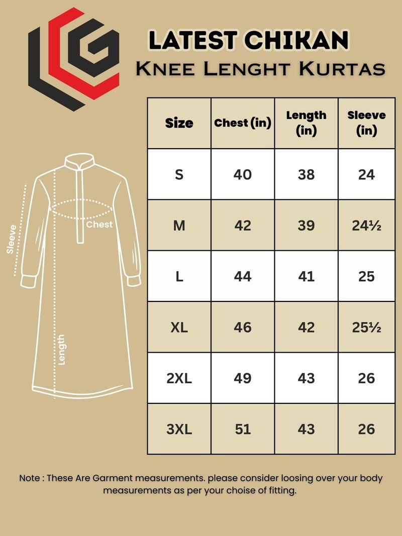 LATEST CHIKAN Men's Cotton Regular Fit Textured Long Kurta Full Sleeves - Casual Ethnic Wear -LK-DBL-BGR-44 Bottle Green - Image 5