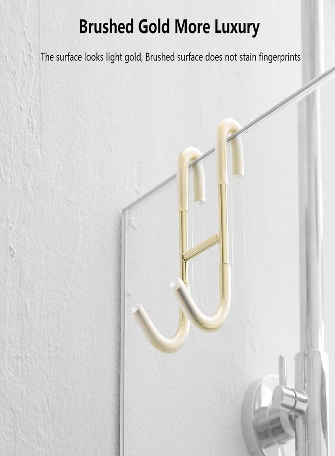 BATHLAVISH Shower Door Hooks (4-Pack), 304 Stainless Steel Towel Hooks Over Door Hooks for Bathroom, Drilling-Free Hanger Brushed Gold Shower Hooks - Image 5