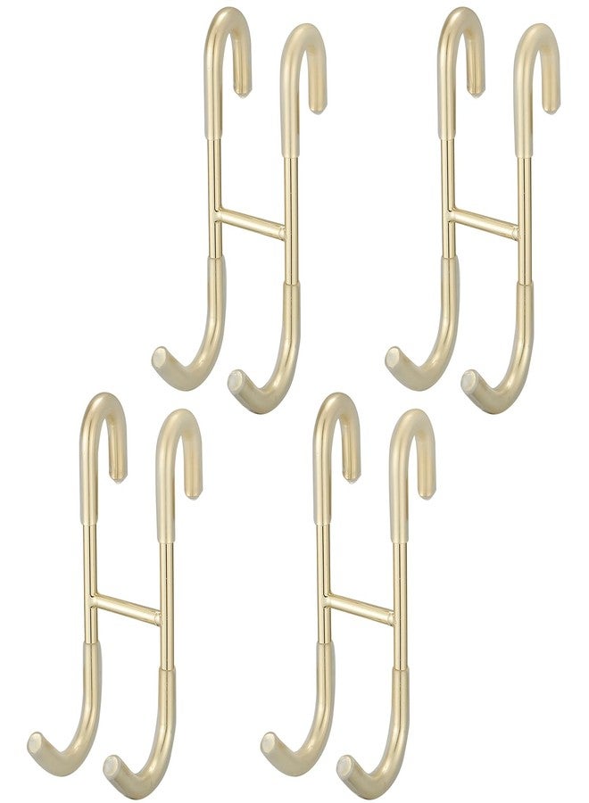 BATHLAVISH Shower Door Hooks (4-Pack), 304 Stainless Steel Towel Hooks Over Door Hooks for Bathroom, Drilling-Free Hanger Brushed Gold Shower Hooks - Image 1
