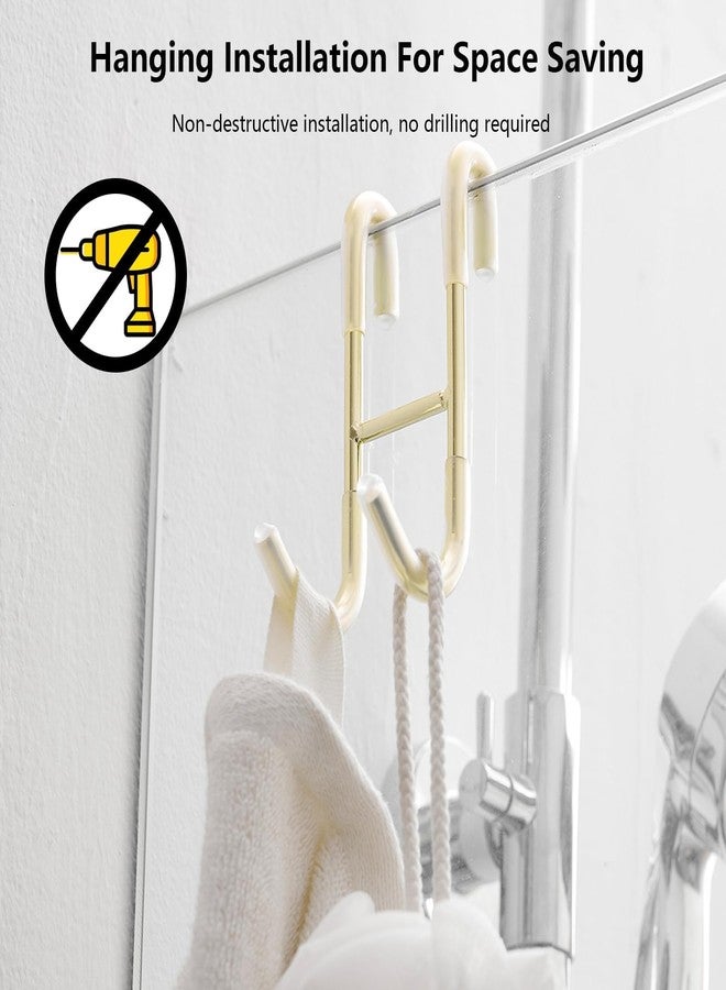 BATHLAVISH Shower Door Hooks (4-Pack), 304 Stainless Steel Towel Hooks Over Door Hooks for Bathroom, Drilling-Free Hanger Brushed Gold Shower Hooks - Image 2