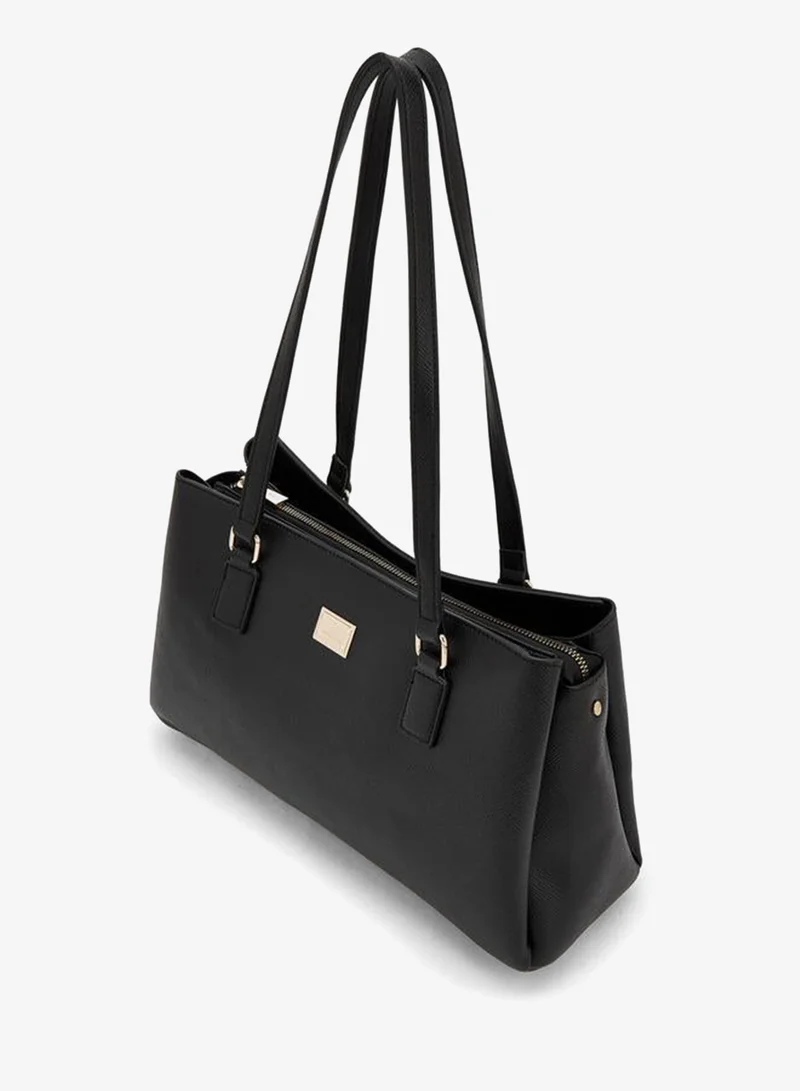 Flora Bella By Shoexpress BLACK Solid Shoulder Bag With Zip Closure for Women | Best Price UAE