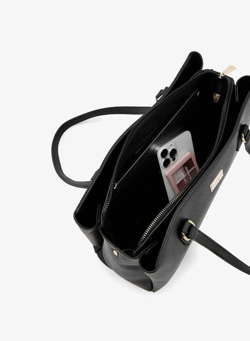 Flora Bella By Shoexpress BLACK Solid Shoulder Bag With Zip Closure for Women | Best Price UAE
