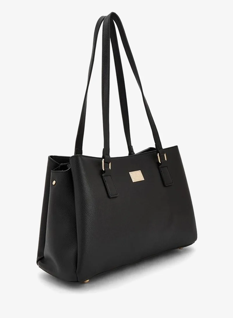 Flora Bella By Shoexpress BLACK Solid Shoulder Bag With Zip Closure for Women | Best Price UAE