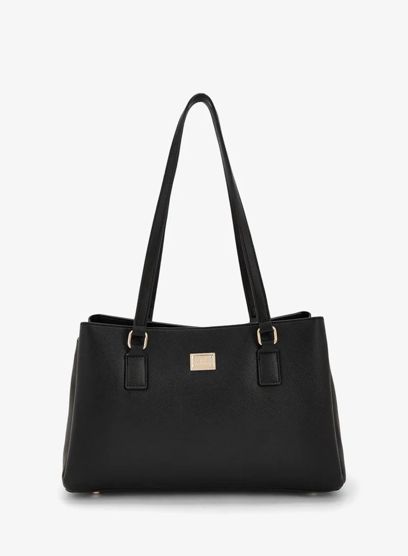 Solid Shoulder Bag With Zip Closure
