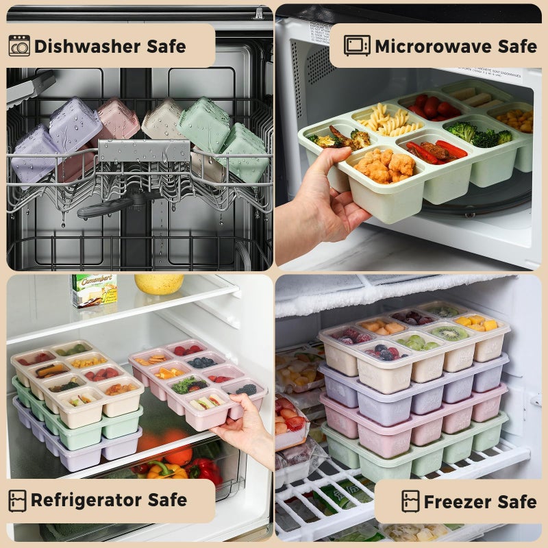 Snuvid 2 Pack Snackle Box Container with Lids, Dishwasher Safe 8 Compartment Divided Snack Serving Tray Platterbox, Protable No-Scatter Snacklebox Snack Container for Adult, Kids, Family, Travel, Party, Work - Image 4