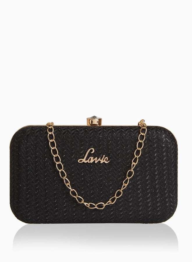 Lavie Women's Sparkle Framed Clutch Black Ladies Purse Handbag - Image 1