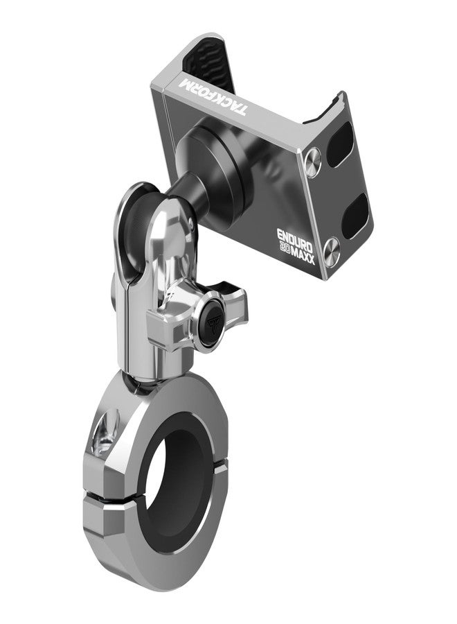 Tackform Chrome Motorcycle All Metal Phone Mount - 20MAXX Spring Cradle | Universal Clamp Fits 7/8" to 1-1/4" Handlebars | Aluminum | Compatible with iPhones, Galaxy Devices, More | Short Reach Arm - Image 1