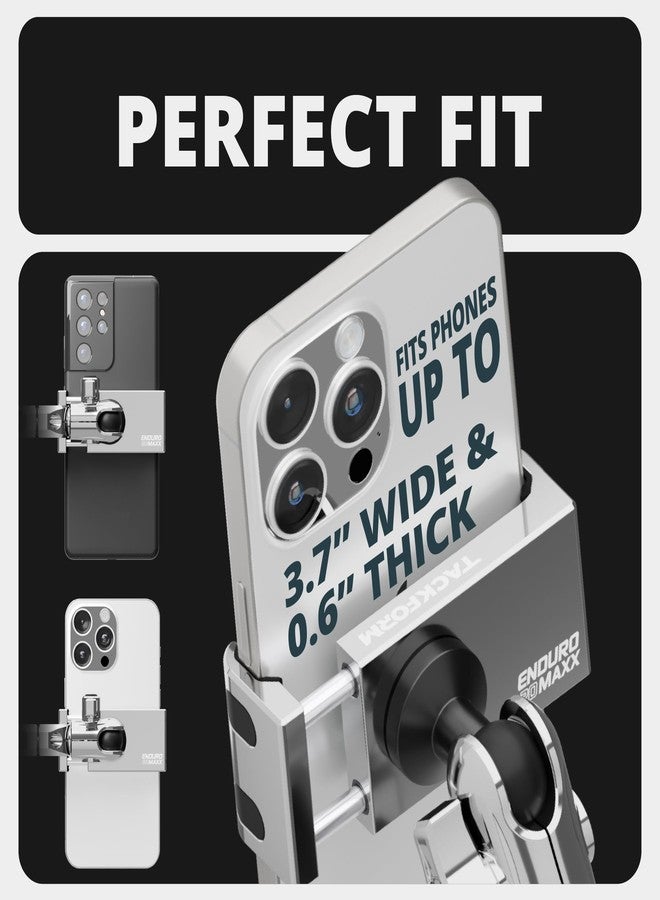 Tackform Chrome Motorcycle All Metal Phone Mount - 20MAXX Spring Cradle | Universal Clamp Fits 7/8" to 1-1/4" Handlebars | Aluminum | Compatible with iPhones, Galaxy Devices, More | Short Reach Arm - Image 5