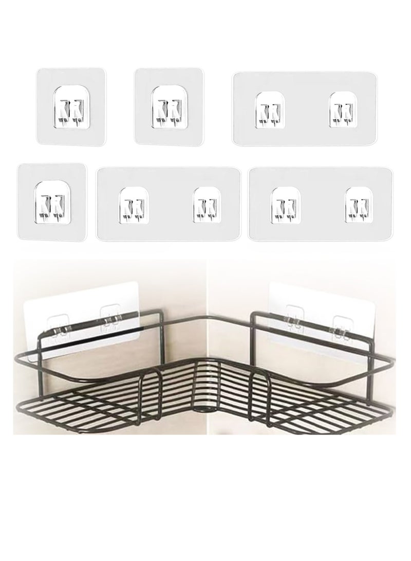 خطافات الدش اللاصقة، 6 قطع بلاستيكية علبة الدش الملصقة للأسطح الملساء - Image 1