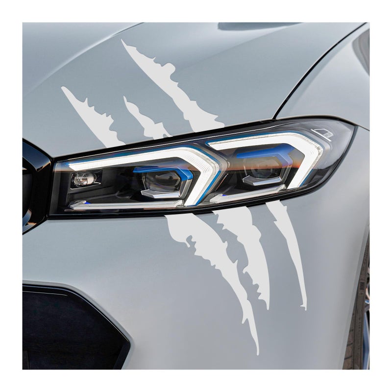 FSTURIOS 2 PCS Claw Mark Decals for Car Headlight Sticker Waterproof Vinyl Stripes Scratch Decal Monster Claw Scratch Mark Sticker Car Exterior Decor for SUV Pickup Truck Silver - Image 3