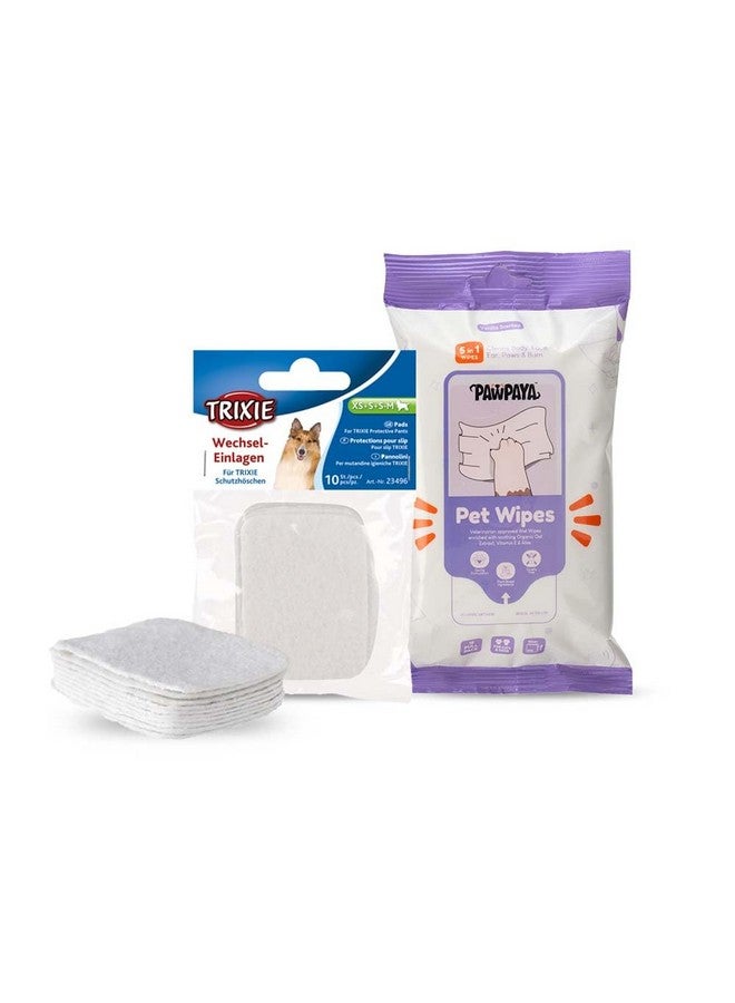 تريكسي وسادات للحماية مصممة للكلاب مثالية للتدريب المنزلي، 10 قطع (Xs) - عبوة واحدة ومناديل Pawpaya Every Day Pet Wipes المصنوعة لجميع القطط والكلاب - عبوة من 15 قطعة - Image 1