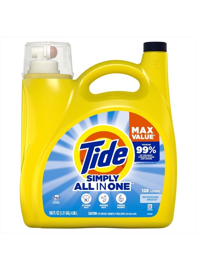 Tide Simply Liquid Laundry Detergent, Refreshing Breeze, 168 oz, 128 Loads  - Image 1