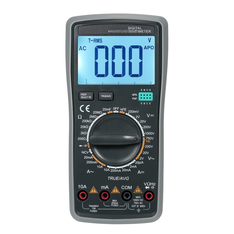 مقياس رقمي ذكي KM-DM02A مدى تلقائي 2000 عداد مقياس عالمي NCV جهاز اختبار محمول متعدد الوظائف متر فولتميتر أمميتر مع ضوء خلفي لقياس الجهد والتيار المتردد/المستمر والمقاومة والسعة والتردد، اختبار الاتصال والدايود، قياس hFE والقيمة المتوسطة والقيمة الحقيقية للمجذر التربيعي RMS - Image 1
