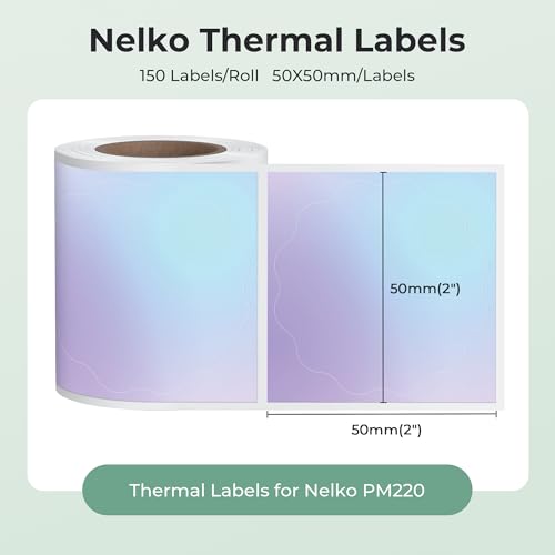 Nelko Thermal Labels for Nelko PM220 Label Maker, 2 inch (50mm) Thermal Tab, Waterproof, Multi-Purpose Label Tape, 1 Roll of 150 Self-Adhesive Thermal Paper Gradient Purple - Image 2