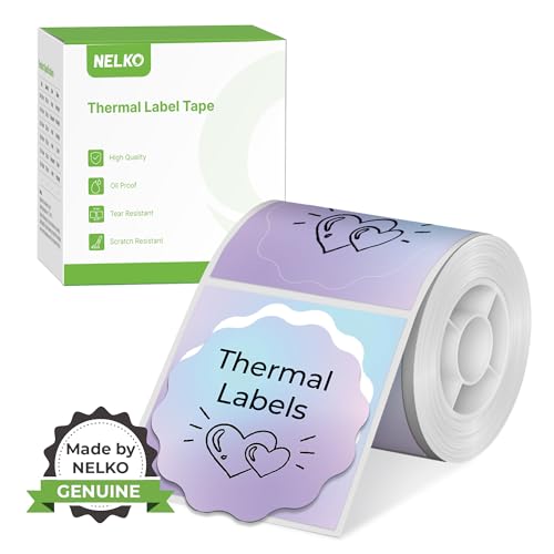 Nelko Thermal Labels for Nelko PM220 Label Maker, 2 inch (50mm) Thermal Tab, Waterproof, Multi-Purpose Label Tape, 1 Roll of 150 Self-Adhesive Thermal Paper Gradient Purple - Image 1