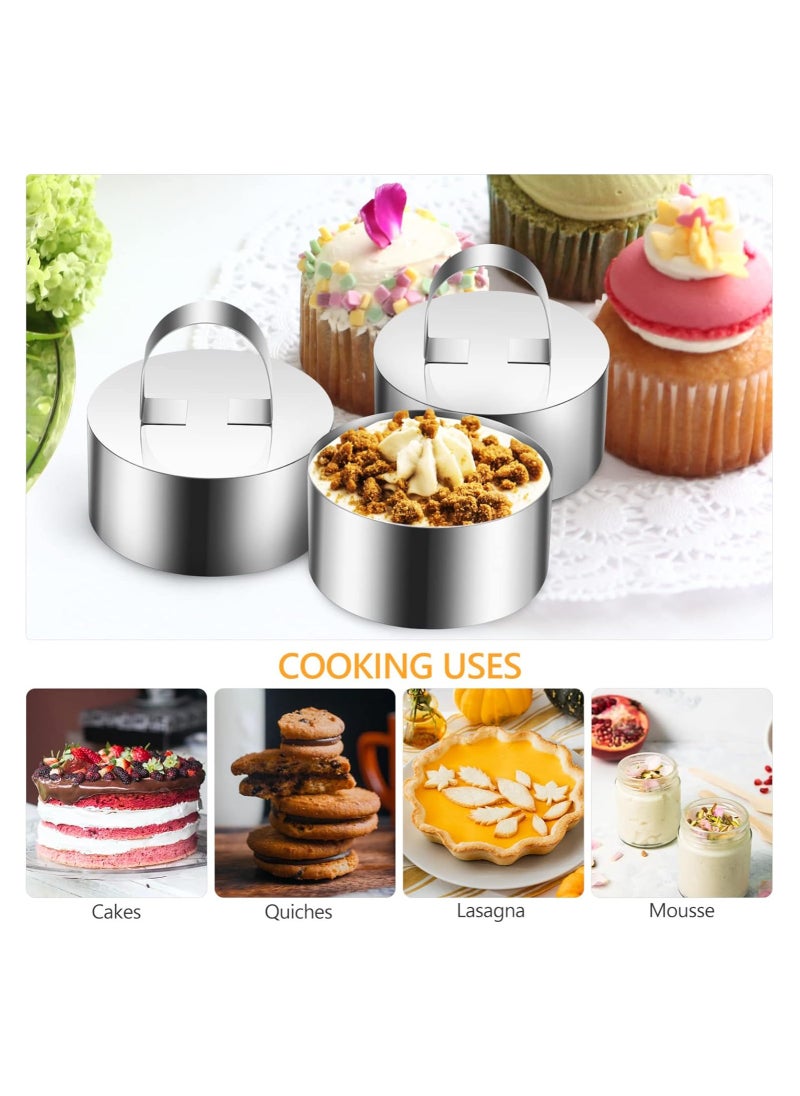 KASTWAVE - Round Cake Ring Mold, Stainless Steel Dessert Mousse Molds with Pusher, Professional Pastry Baking Ring Mold Set of 8, Mini Cake Ring Mold 8 x 4 cm / 3.15 x 1.5 inches - Image 1